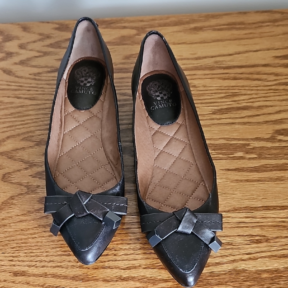 Vince Camuto Brown Flats with Bow Detail